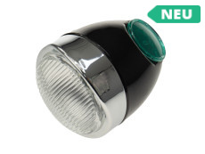 2. Chance Scheinwerfer Eierlampe 102mm Komplett Schwarz Nachbau (mittige Befestigung)